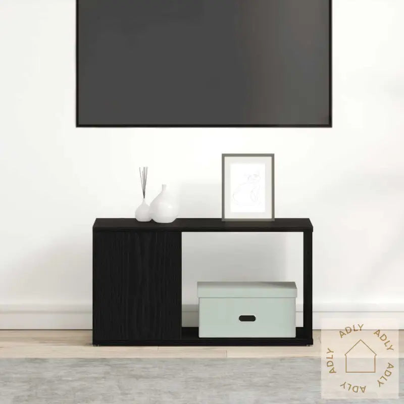 Tv-Benk Svart Eik 60X24X32 Cm Konstruert Tre