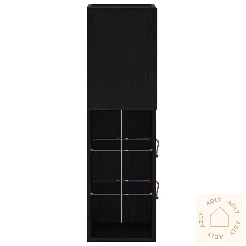 Led Tvskap 2 Stk Svart Eik 30,5X30X102 Cm Konstruert Tre