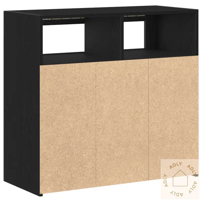 Sideboard Med Led-Lamper, Svart Eik, 80X35X75 Cm, Konstruert Tre