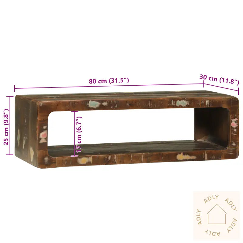 Tv-Skap Flerfarget 80X30X25 Cm Massivt Tre Gjenvunnet