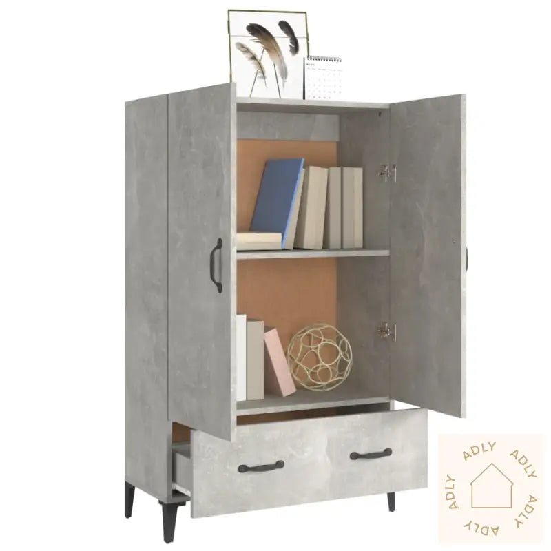 Highboard Betonggrå 70X31X115 Cm Konstruert Tre