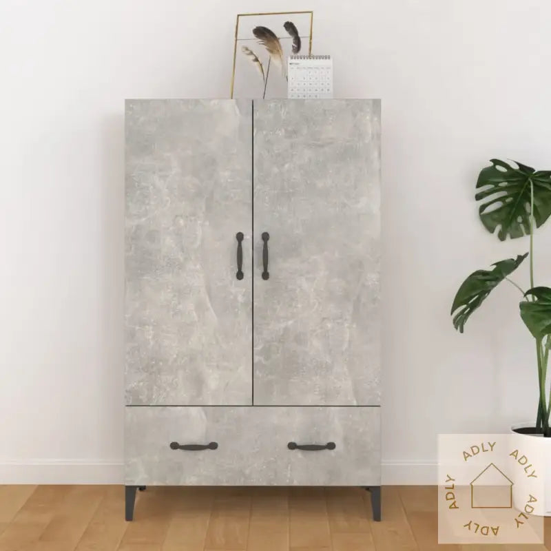 Highboard Betonggrå 70X31X115 Cm Konstruert Tre