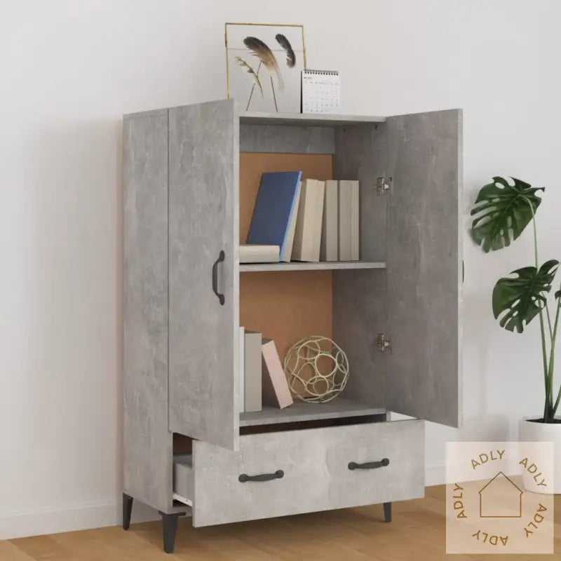 Highboard Betonggrå 70X31X115 Cm Konstruert Tre