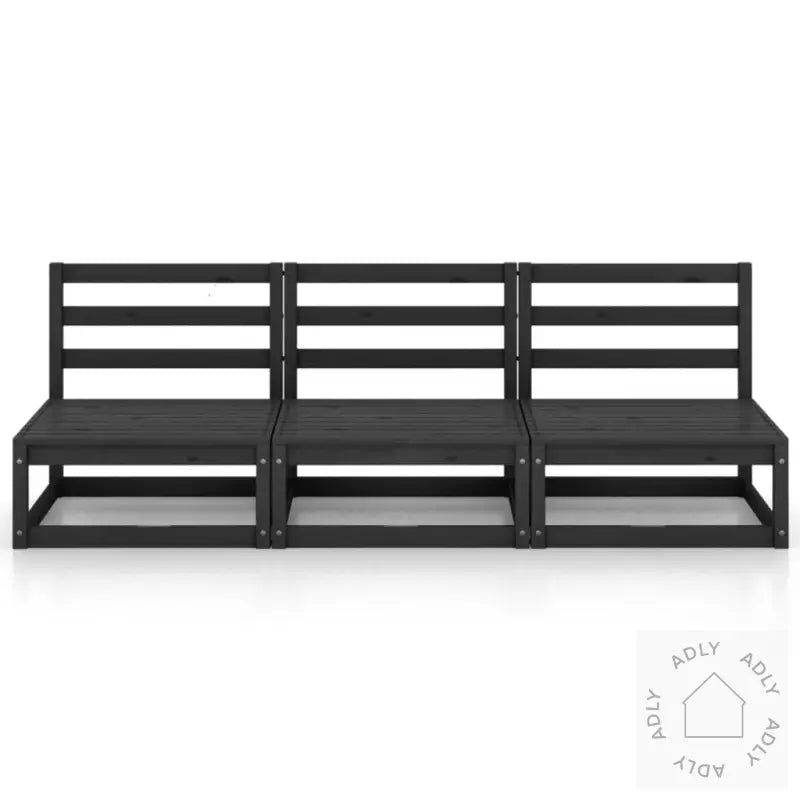 3-Seters Hagesofa Svart Heltre Furu