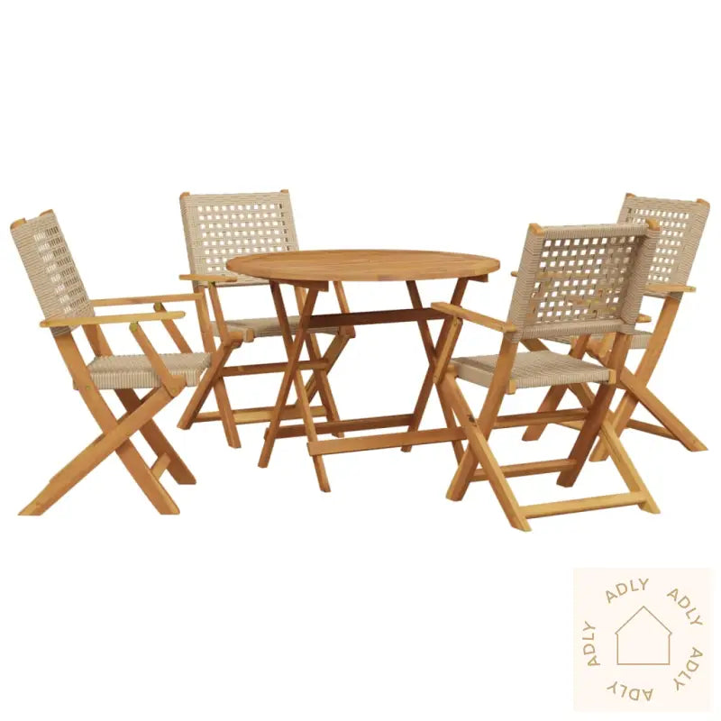 Hagespisegruppe 5 Deler Beige Polyrotting Og Heltre