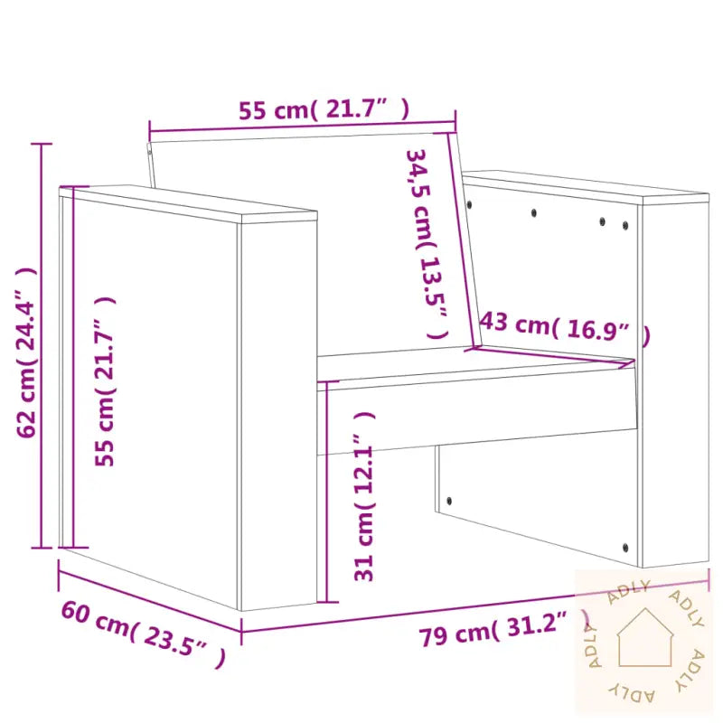 Hagesofa Voksbrun 79X60X62 Cm Heltre Furu