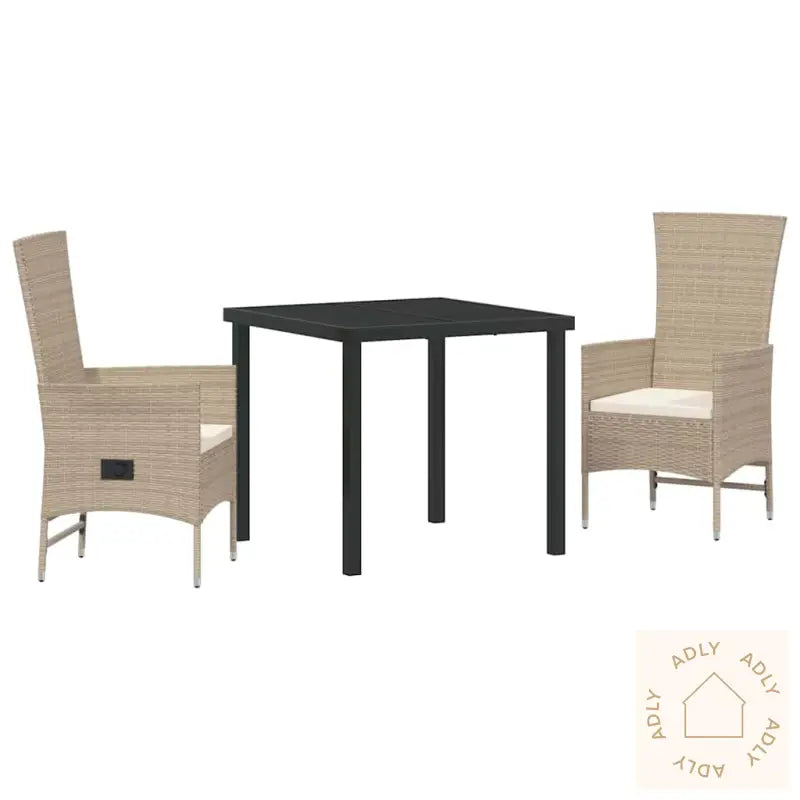 Utendørs Stoler Med Puter 3 Pcs Beige Kremhvit 80 X 80 X 73 Cm