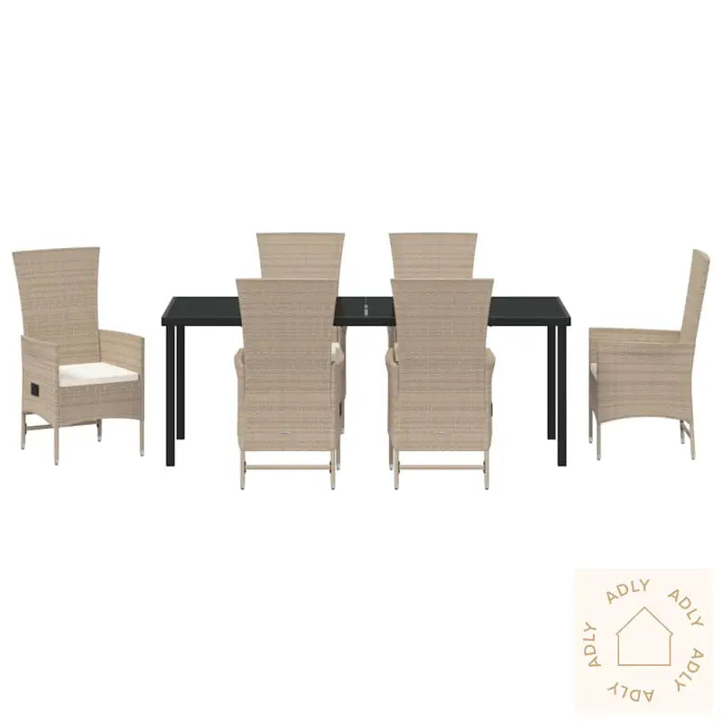 Utestoler Sett Med Pute 7 Pcs Beige 200 X 80 X 73 Cm