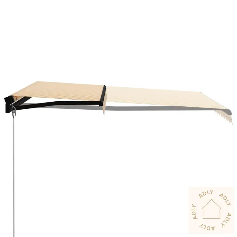 Manuell Uttrekkbar Markise Med Led 300X250 Cm Gul Og Hvit