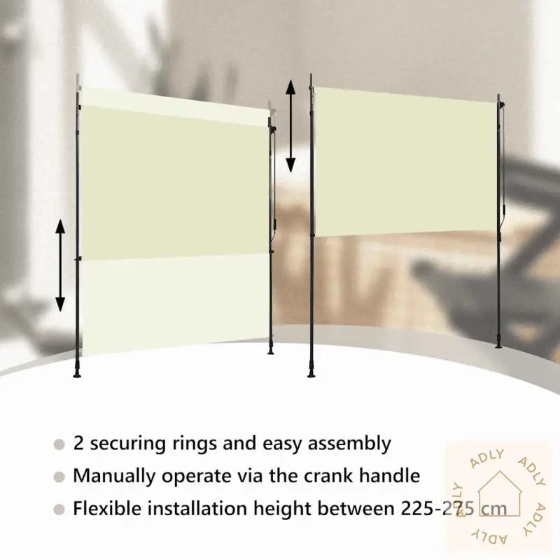 Utendørs Rullegardin 200X270 Cm Kremhvit