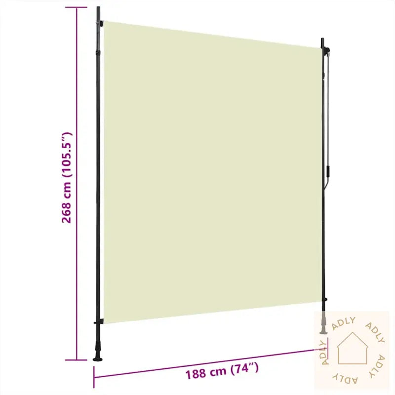 Utendørs Rullegardin 200X270 Cm Kremhvit