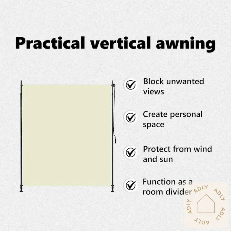 Utendørs Rullegardin 200X270 Cm Kremhvit