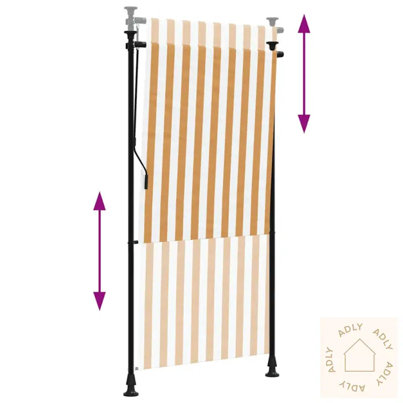 Utendørs Rullegardin Oransje Og Hvit 120X270 Cm Stoff Og Stål