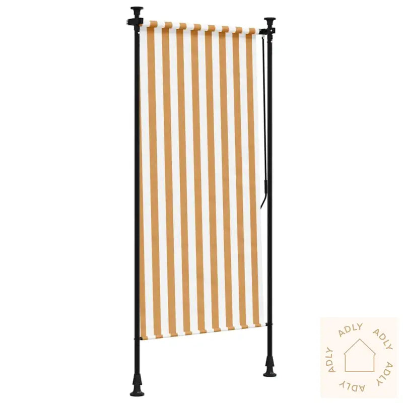 Utendørs Rullegardin Oransje Og Hvit 120X270 Cm Stoff Og Stål