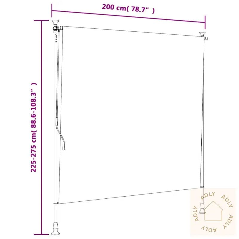 Utendørs Rullegardin Blå Og Hvit 200X270 Cm Stoff Og Stål