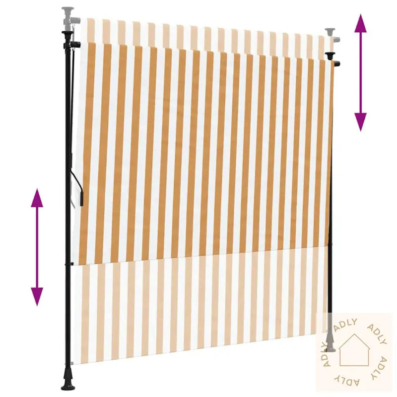 Utendørs Rullegardin Oransje Og Hvit 150X270 Cm Stoff Og Stål