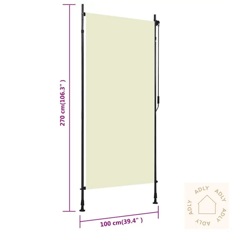 Utendørs Rullegardin 100X270 Cm Kremhvit