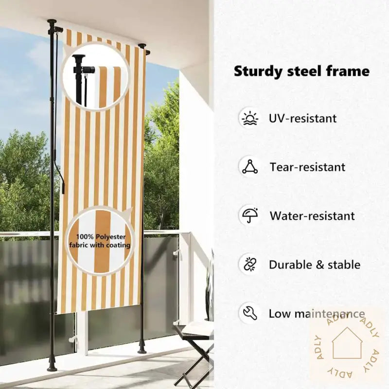Utendørs Rullegardin Oransje Og Hvit 100X270 Cm Stoff Og Stål