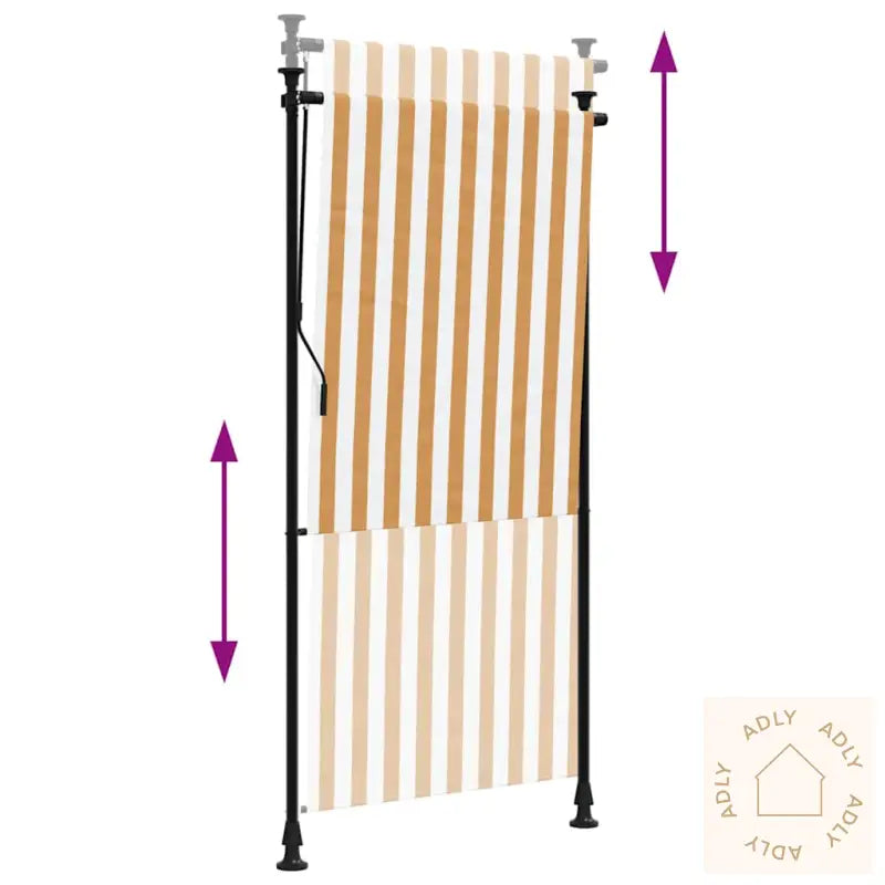 Utendørs Rullegardin Oransje Og Hvit 100X270 Cm Stoff Og Stål