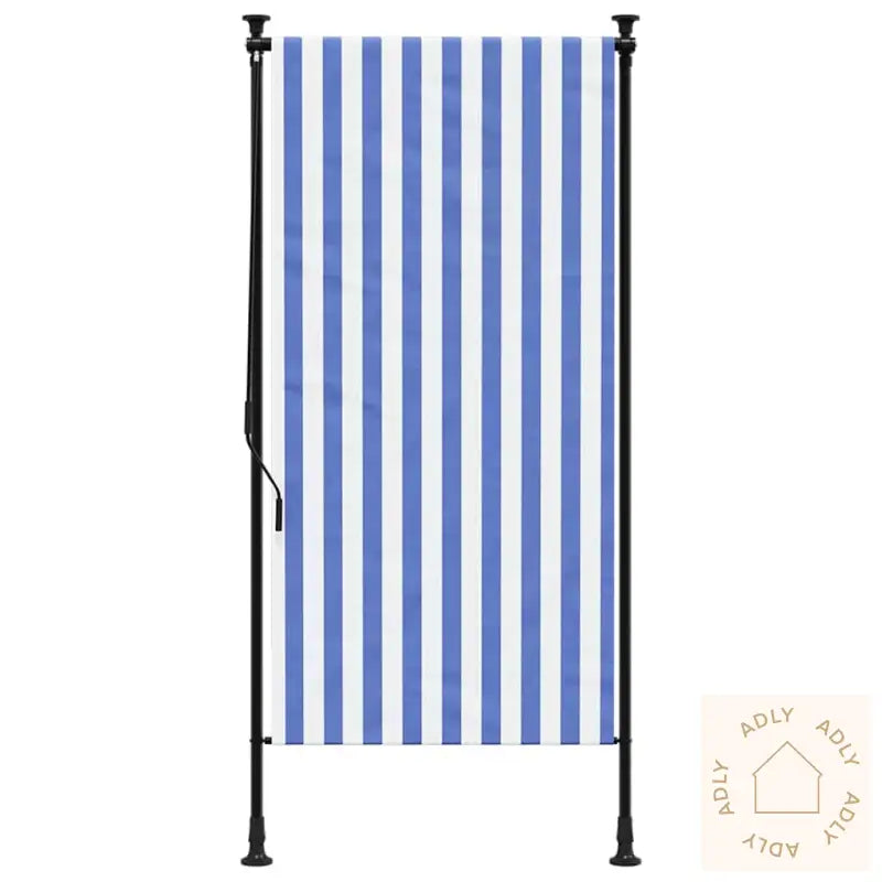 Utendørs Rullegardin Blå Og Hvit 100X270 Cm Stoff Og Stål