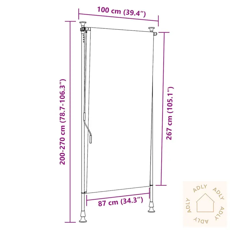 Utendørs Rullegardin Blå Og Hvit 100X270 Cm Stoff Og Stål