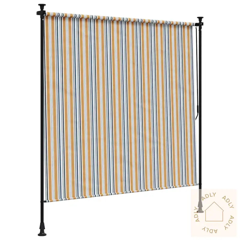 Utendørs Rullegardin Gul Og Hvit 150X270 Cm Stoff Og Stål