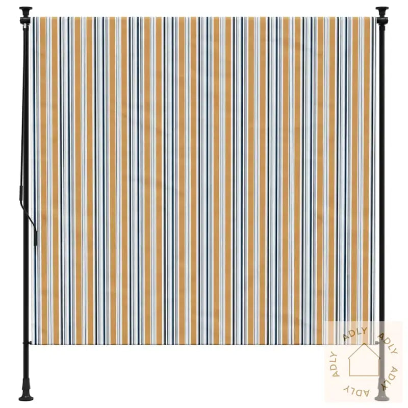 Utendørs Rullegardin Gul Og Hvit 150X270 Cm Stoff Og Stål