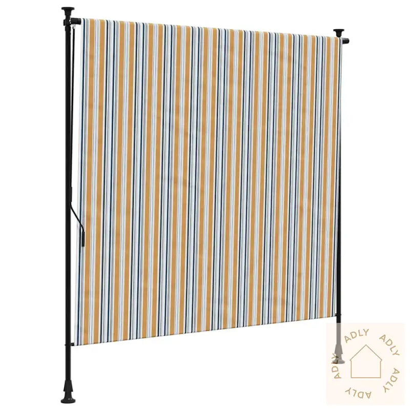 Utendørs Rullegardin Gul Og Hvit 150X270 Cm Stoff Og Stål