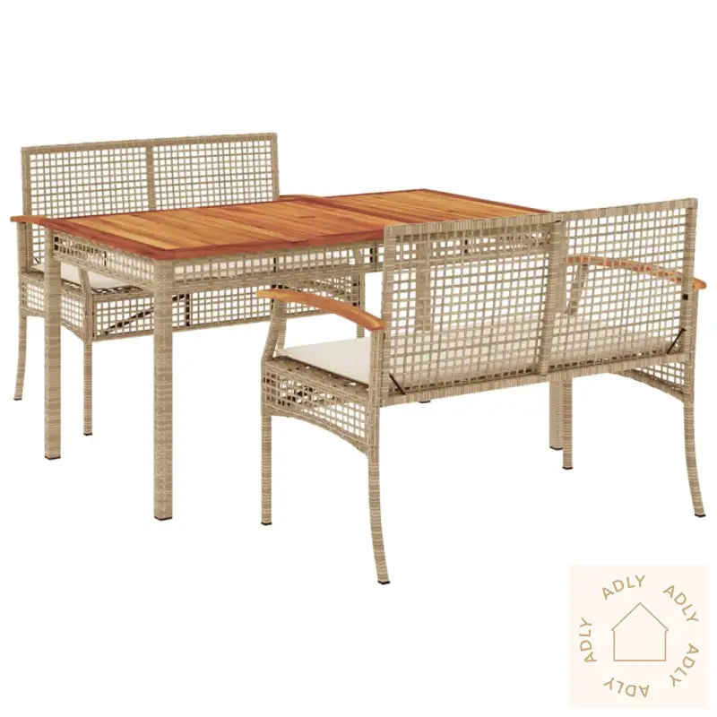 Hagespisegruppe Med Puter 3 Deler Beige Polyrotting