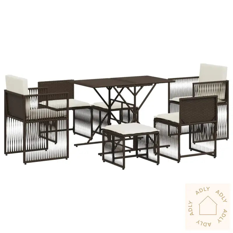 Hagespisegruppe Med Puter 7 Deler Polyrotting Brun