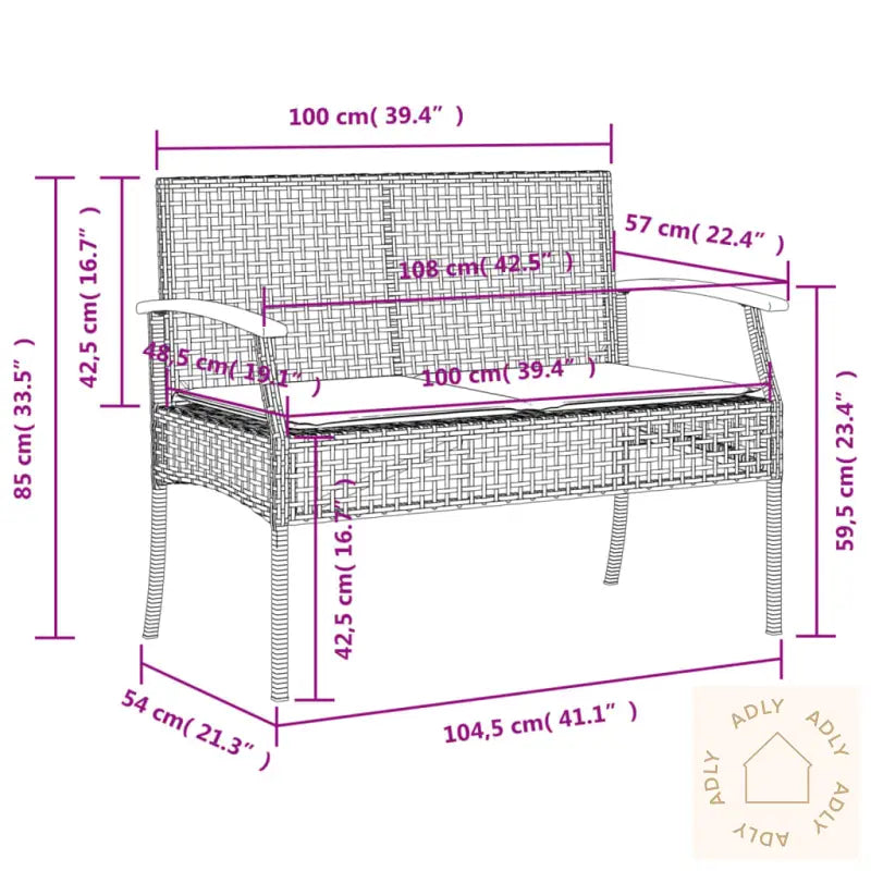 Hagespisegruppe Med Puter 4 Deler Grå Polyrotting