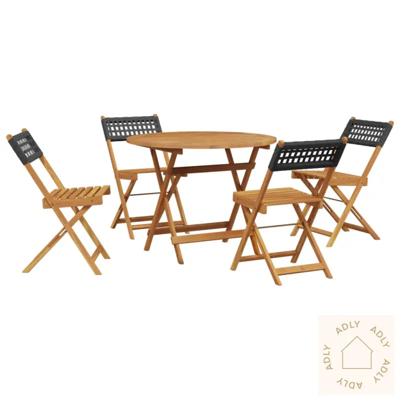 Hagespisegruppe 5 Deler Svart Polyrotting Og Heltre