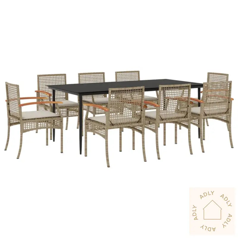 Hagespisegruppe Med Puter 9 Deler Polyrotting Beige