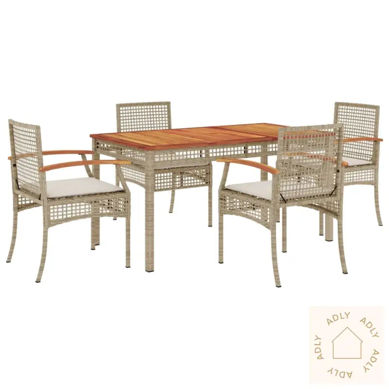 Hagespisegruppe Med Puter 5 Deler Polyrotting Beige