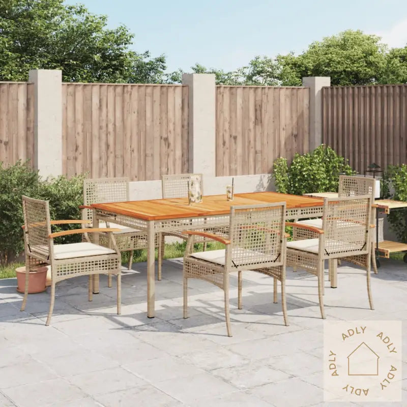 Hagespisegruppe Med Puter 7 Deler Polyrotting Beige