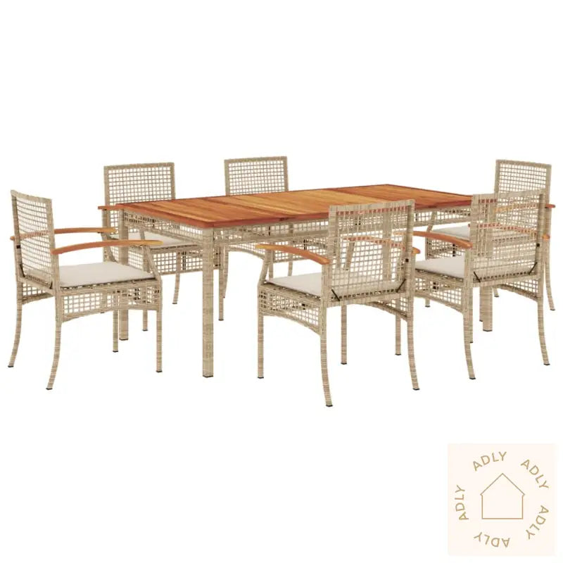 Hagespisegruppe Med Puter 7 Deler Polyrotting Beige