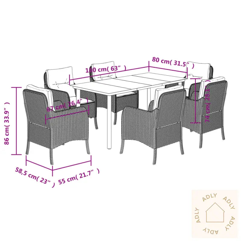 Hagespisegruppe Med Puter 7 Deler Polyrotting Brun