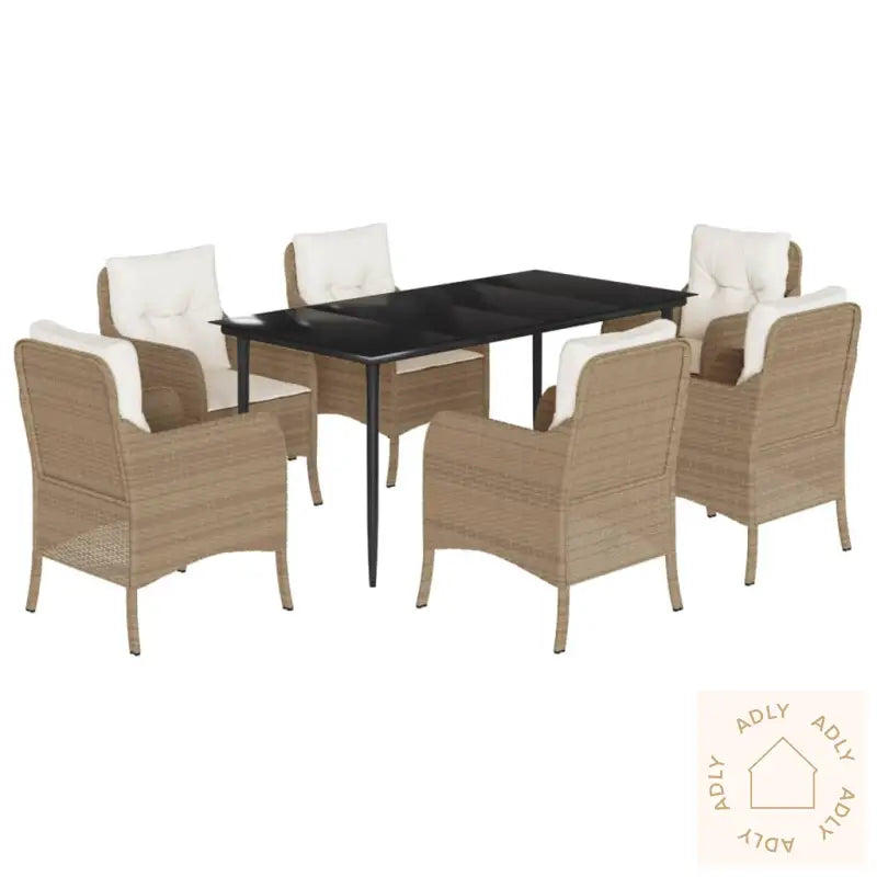 Hagespisegruppe Med Puter 7 Deler Polyrotting Beige