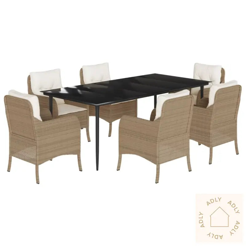 Hagespisegruppe Med Puter 7 Deler Polyrotting Beige