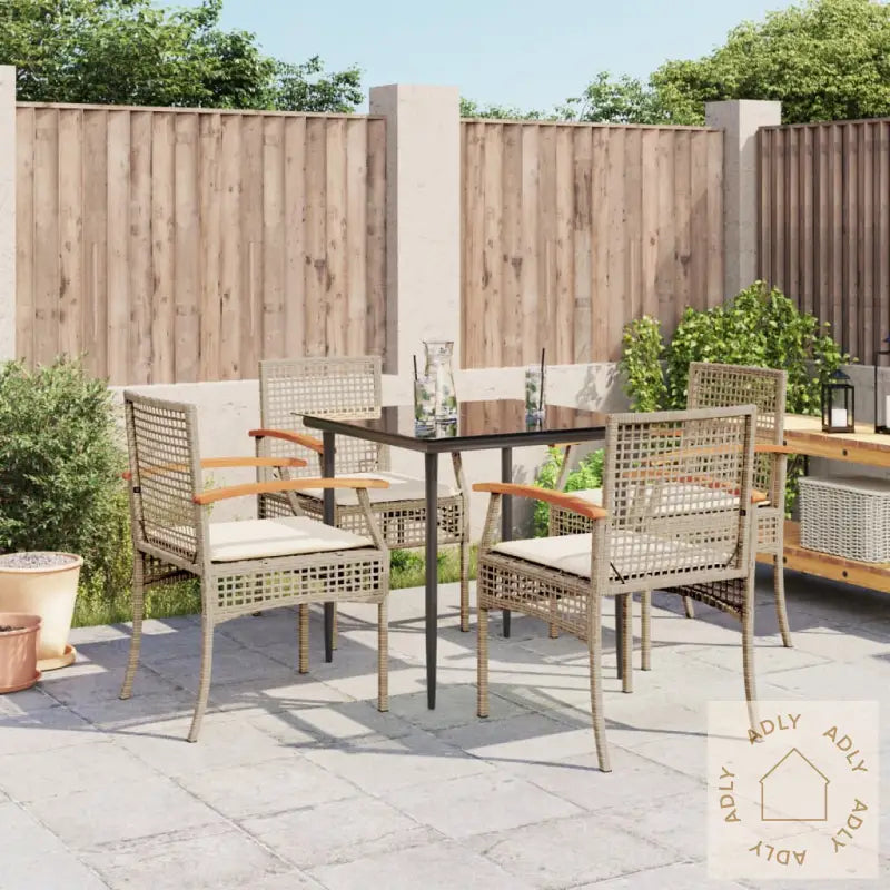 Hagespisegruppe Med Puter 5 Deler Polyrotting Beige