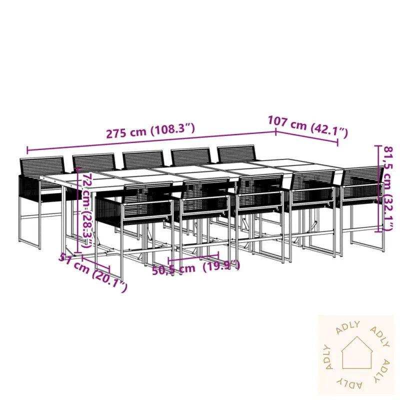 Hagespisegruppe 11 Deler Svart Polyrotting