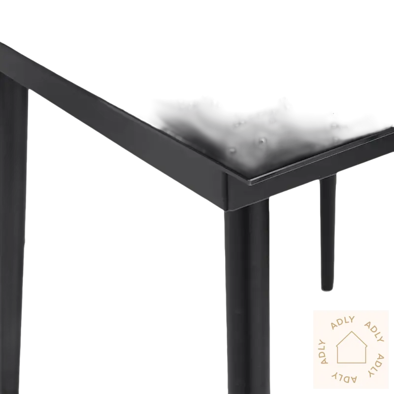 Black table corner av spisestuesett med herdet glass og pulverlakkert stål