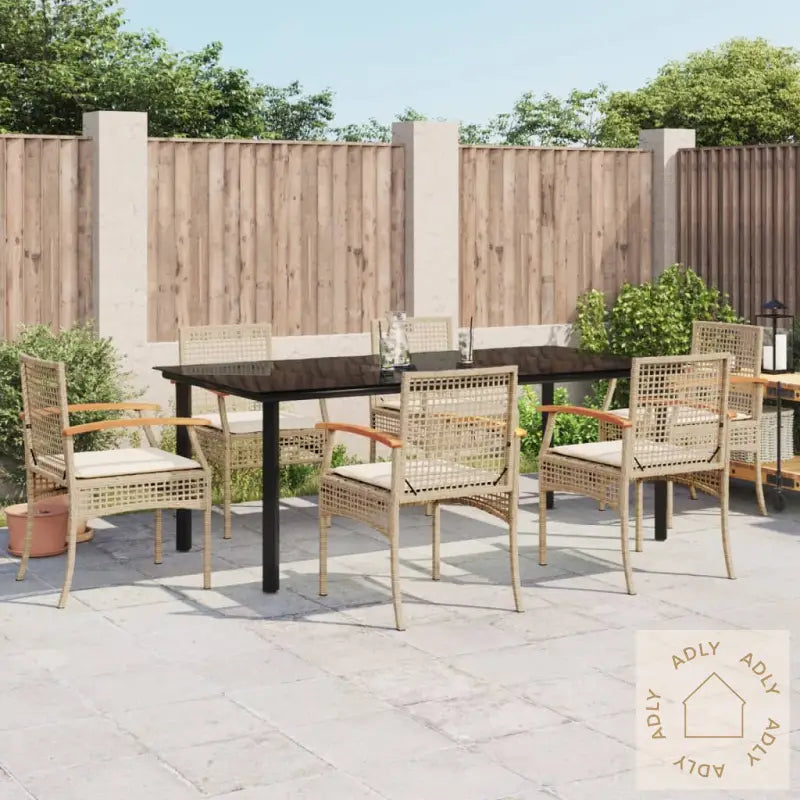 Hagespisegruppe Med Puter 7 Deler Polyrotting Beige