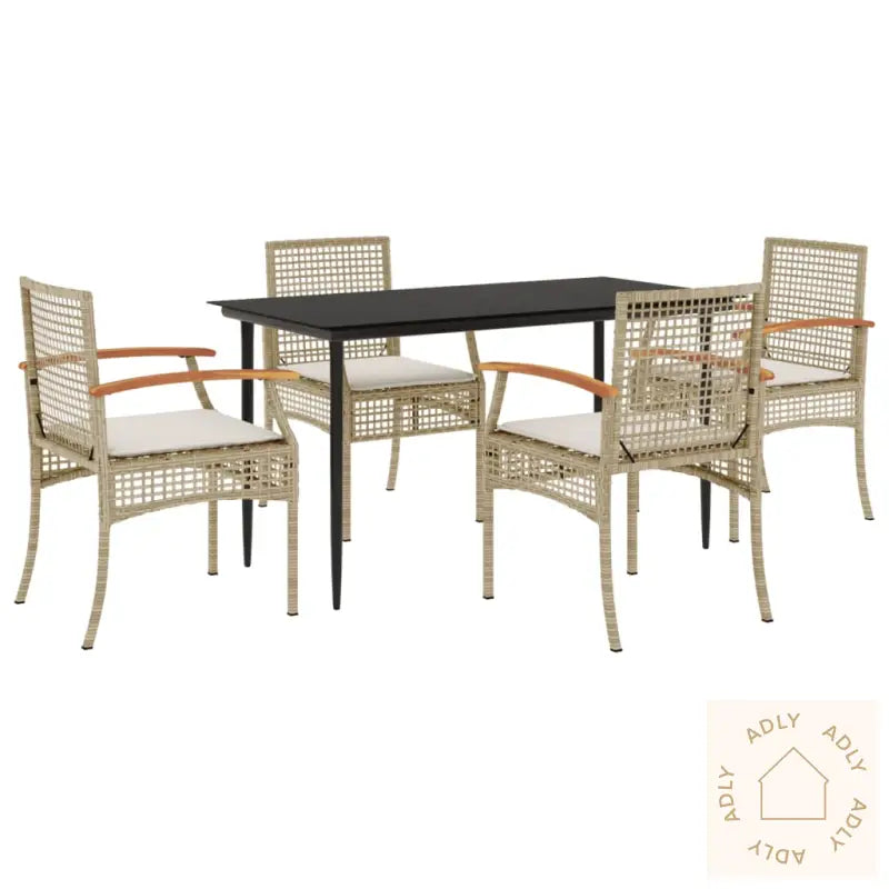 Hagespisegruppe Med Puter 5 Deler Polyrotting Beige