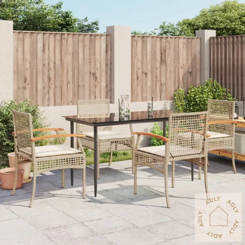 Hagespisegruppe Med Puter 5 Deler Polyrotting Beige