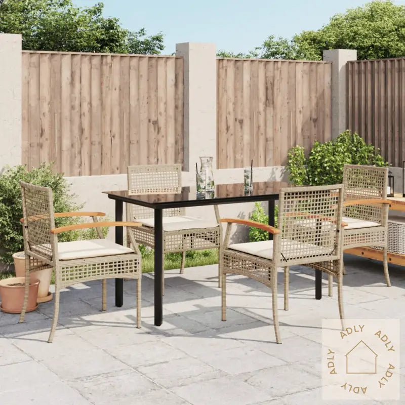 Hagespisegruppe Med Puter 5 Deler Polyrotting Beige