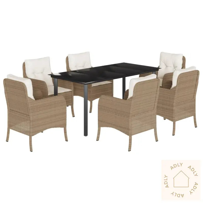 Hagespisegruppe Med Puter 7 Deler Polyrotting Beige