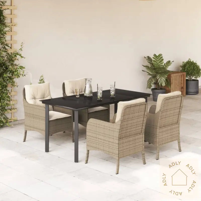 Hagespisegruppe Med Puter 5 Deler Polyrotting Beige