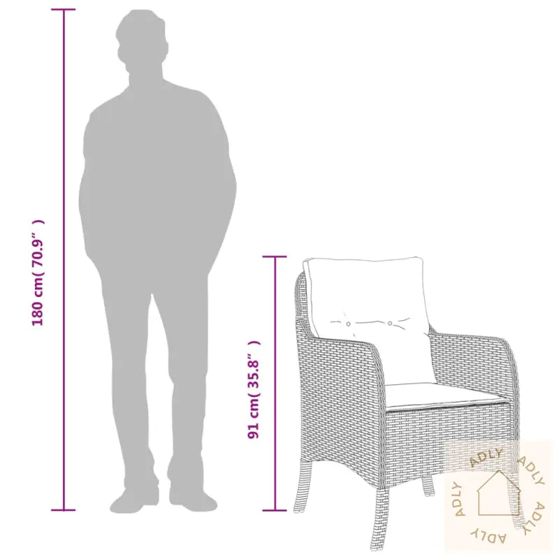 Hagespisegruppe Med Puter 7 Deler Polyrotting Beige