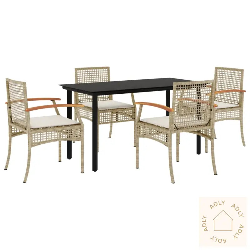 Hagespisegruppe Med Puter 5 Deler Polyrotting Beige